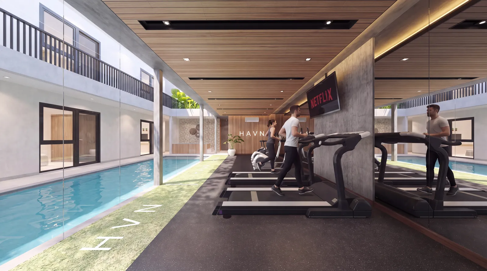 HAVN gym on the first floor, alongside the pool
